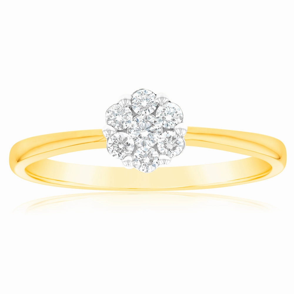 Luminesce Lab Grown 9ct Yellow Gold 1/6 Carat Diamond Solitaire Fancy Ring