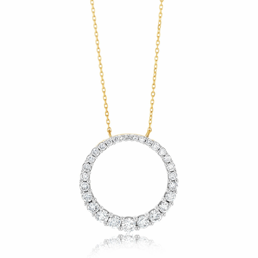 Luminesce Lab Grown 9ct Yellow Gold 1 Carat Diamond Life of Circle Pendant