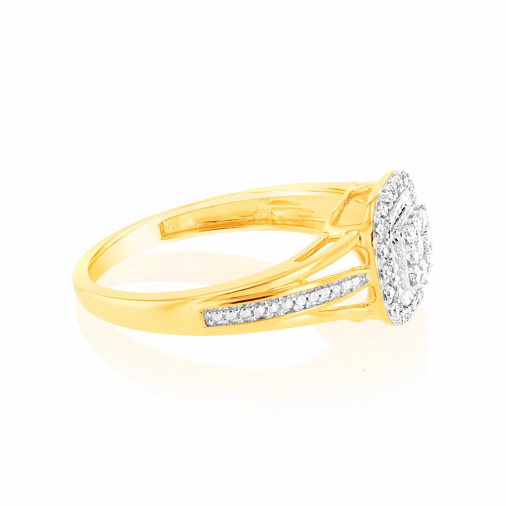 Luminesce Lab Grown 9ct Yellow Gold Ring in 35 diamonds