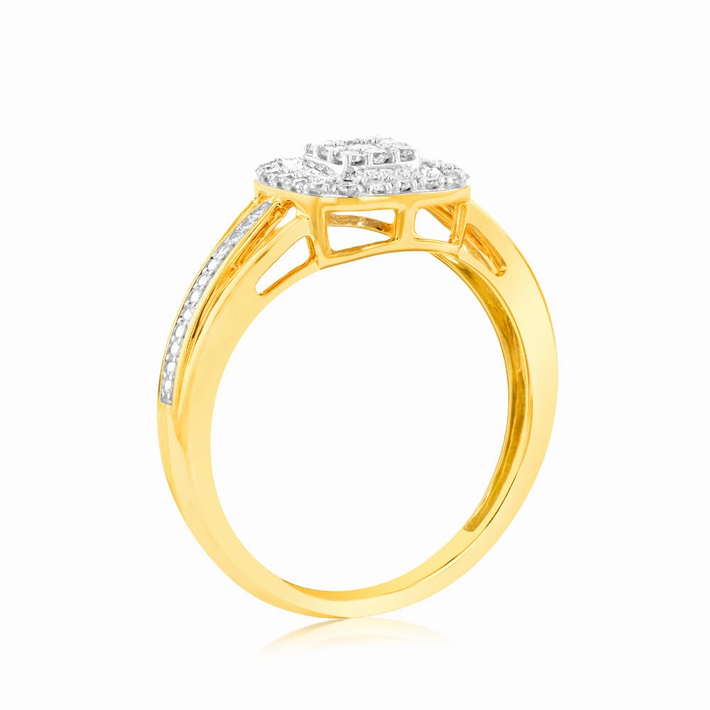 Luminesce Lab Grown 9ct Yellow Gold Ring in 35 diamonds