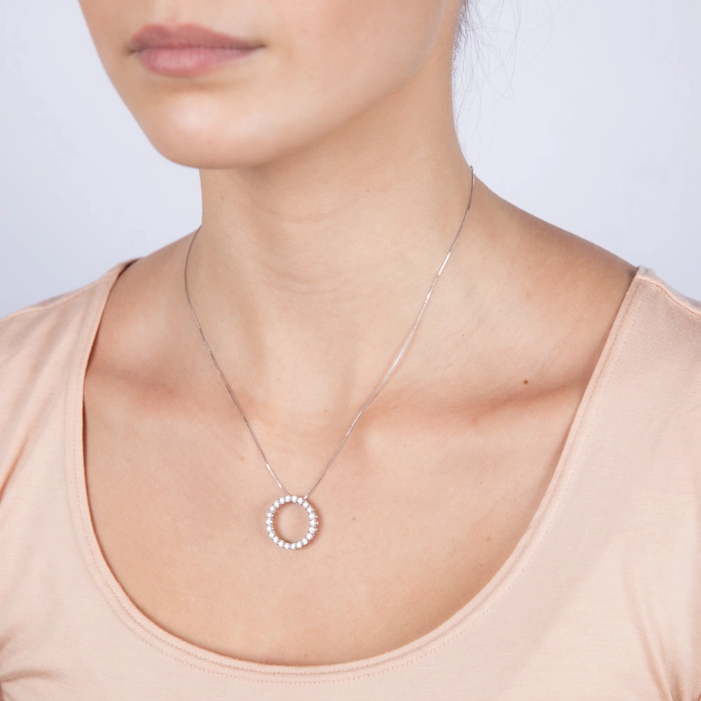 Luminesce Lab Grown Circle Pendant in 1 Carat Diamond with Silver Slider Chain