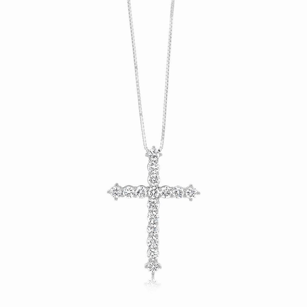 Luminesce Lab Grown Cross Pendant in 1 Carat Diamond with Silver Slider Chain