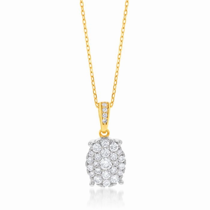 Luminesce Lab Grown Diamond .45 Carat Cluster Pendant in 9ct Yellow Gold With Chain