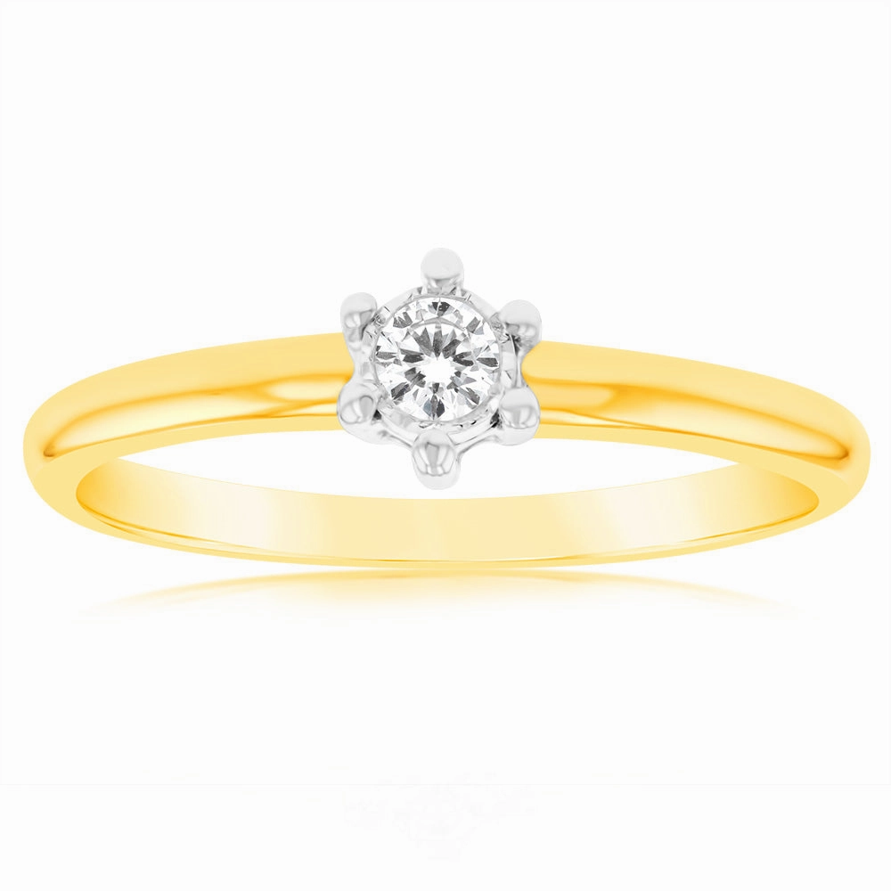 Luminesce Lab Grown Diamond 6 Claw Ring In 9ct Yellow Gold