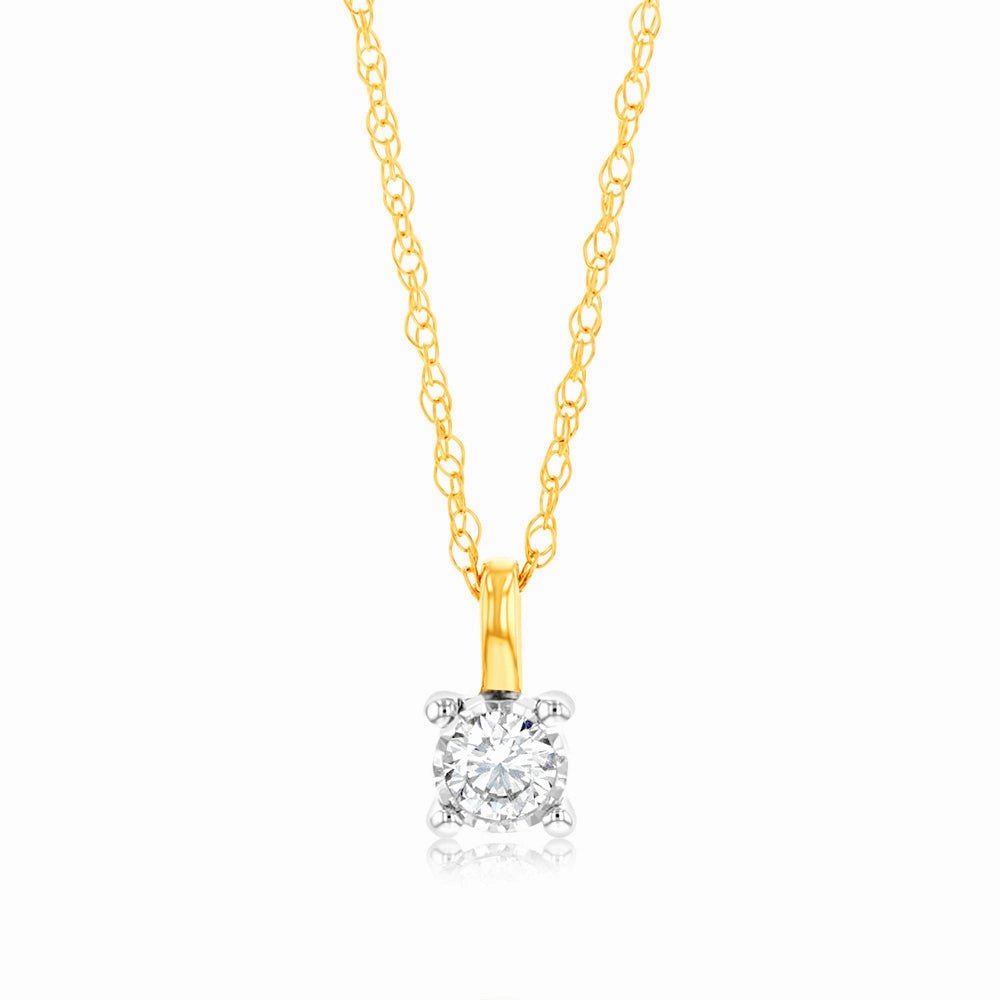 Luminesce Lab Grown Diamond Solitaire Pendant in 9ct Yellow Gold With Chain