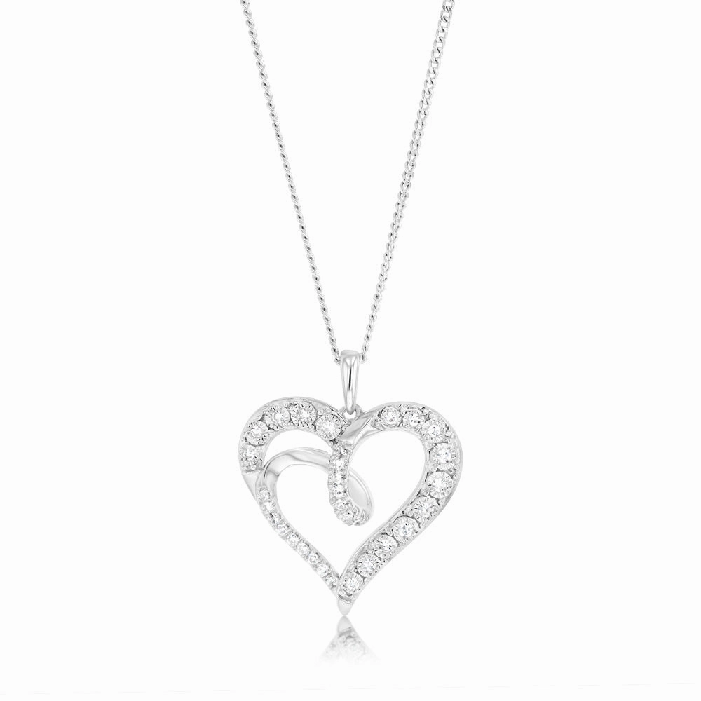 Luminesce Lab Grown Heart Shaped 0.14Ct Diamond Pendant in Sterling Silver