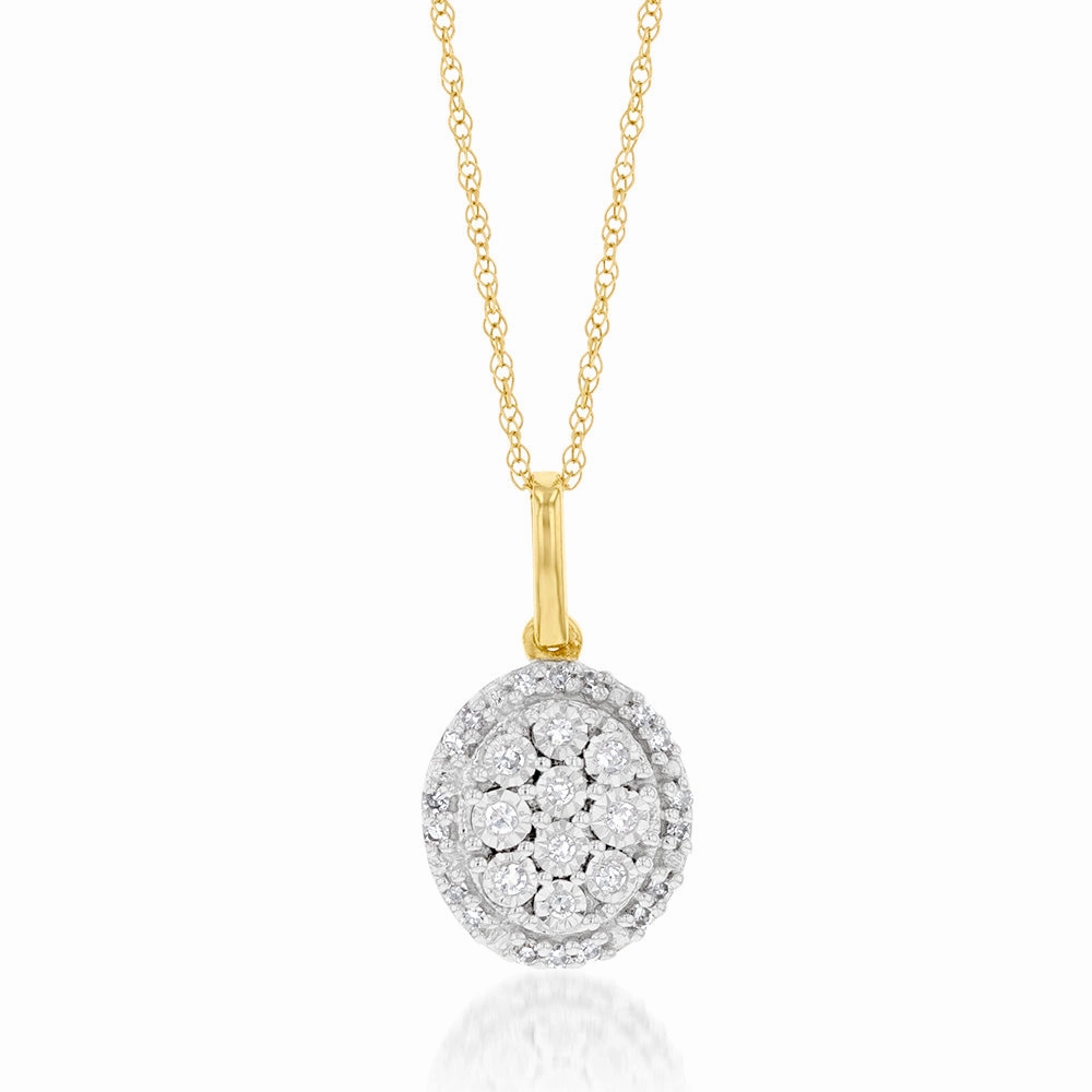 Luminesce Lab Grown Oval Diamond Pendant in 9ct Yellow Gold