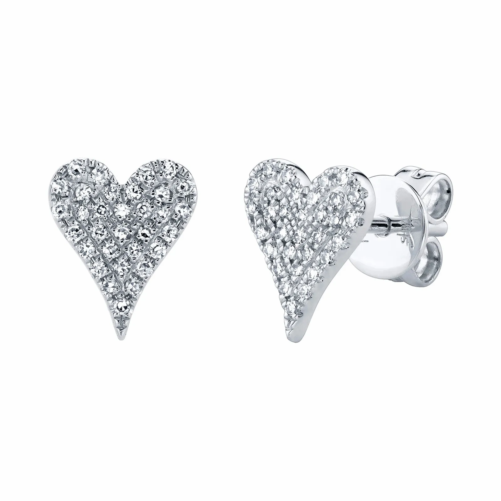 Medium Diamond Pav?? Heart Stud Earrings