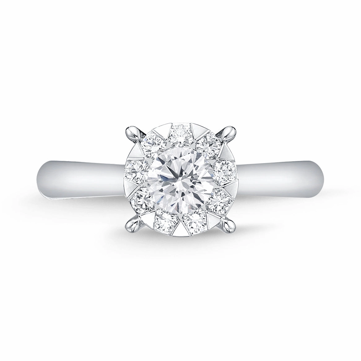 Memoire 18ct White Gold 0.60 Carat Diamond Bouquet Solitaire Ring