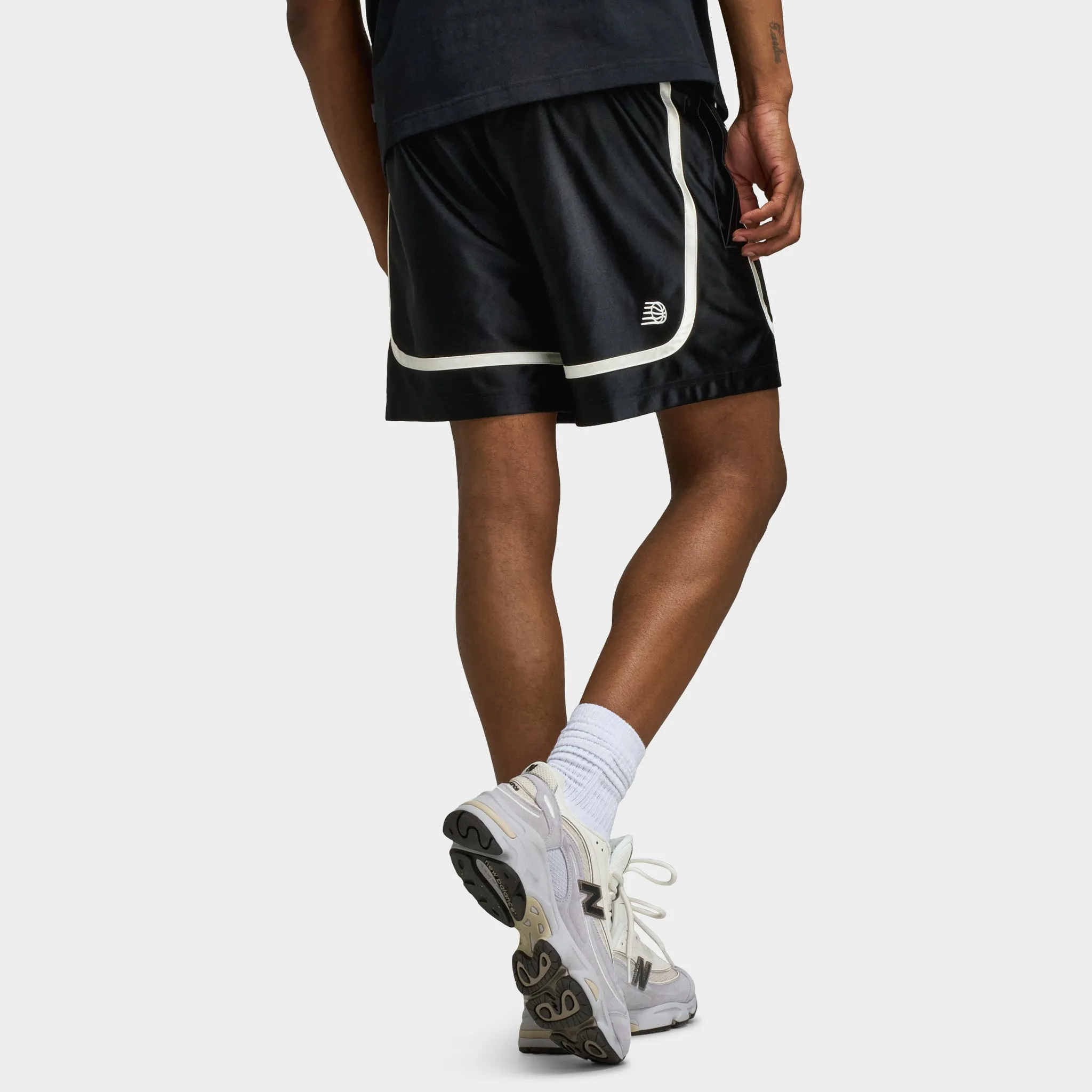 Mens New Balance New Balance Hoops 5 Inch Knit Short / Black