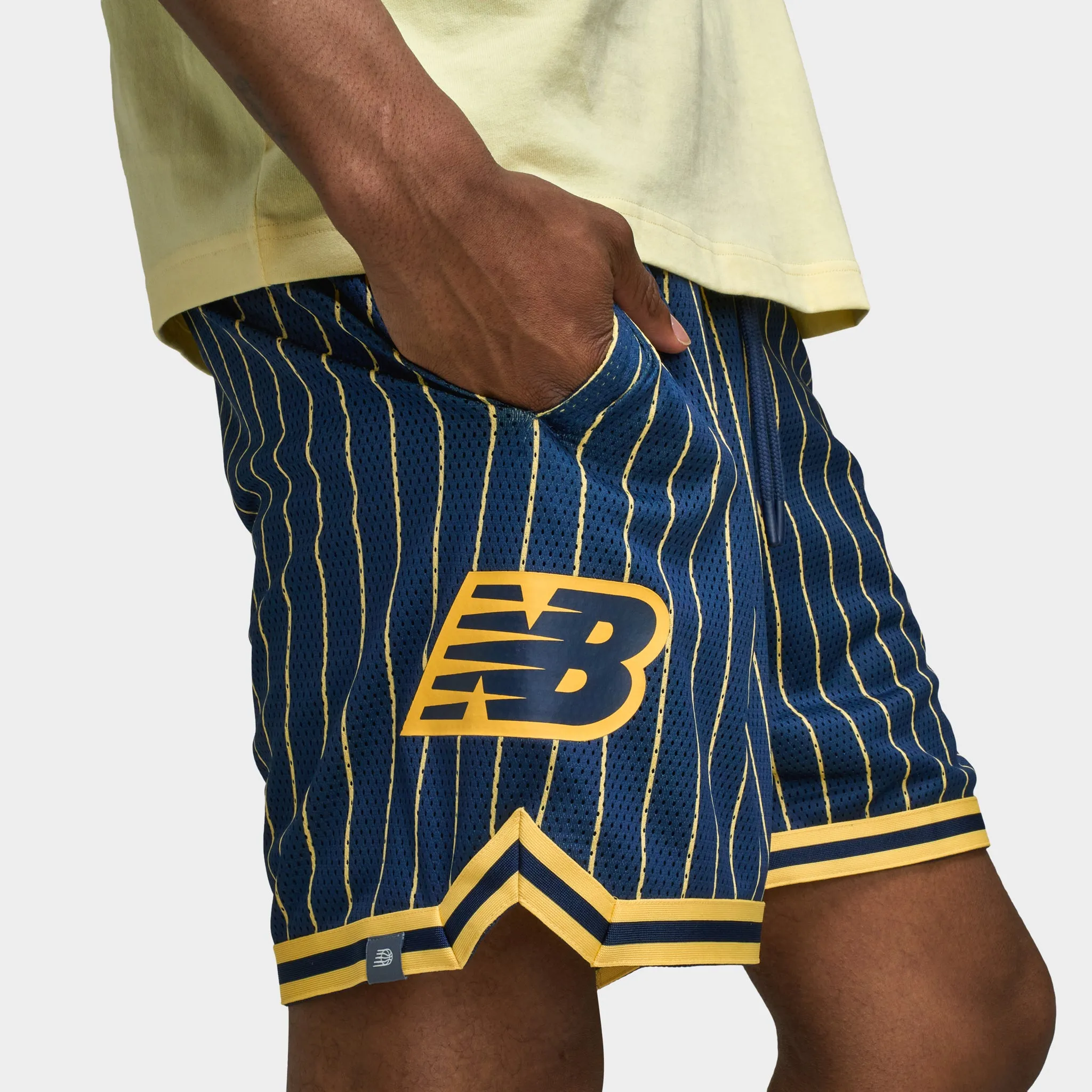 Mens New Balance New Balance Hoops Printed Mesh Shorts / NB Navy
