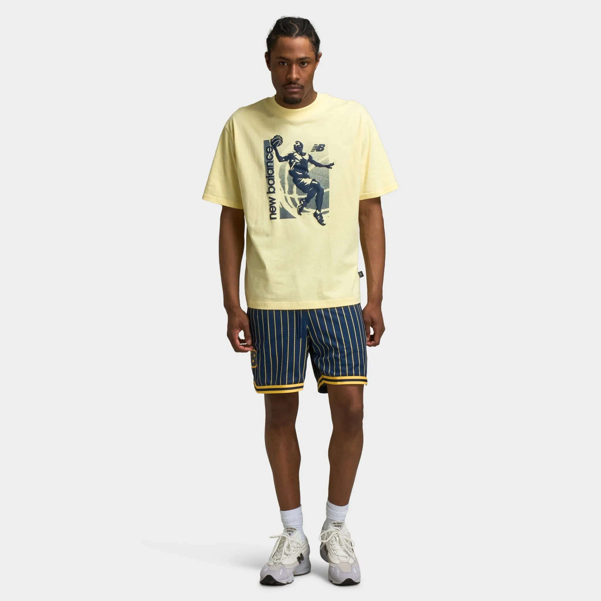 Mens New Balance New Balance Hoops Printed Mesh Shorts / NB Navy