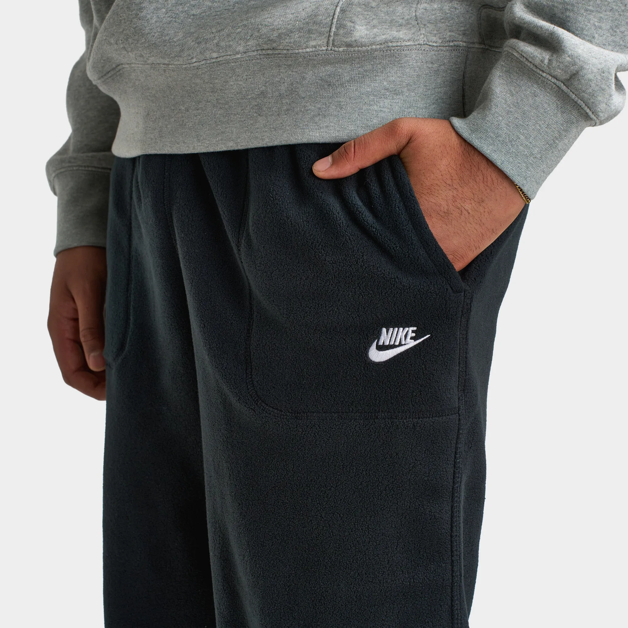 Mens Nike Nike Club Winterized Pants Black / White