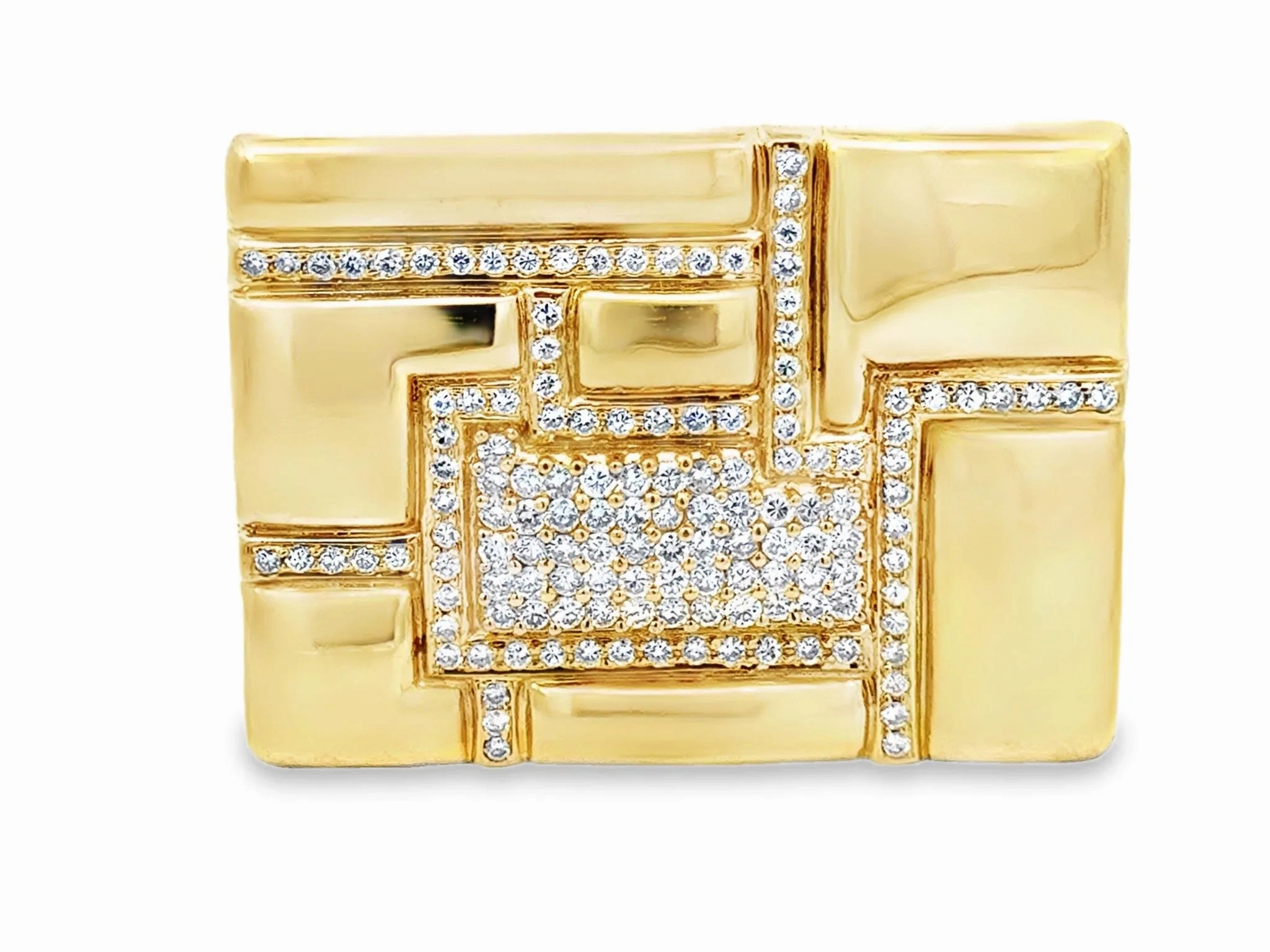 Mens 18k Solid Yellow Gold and 2.5 Carat Diamond Belt Buckle