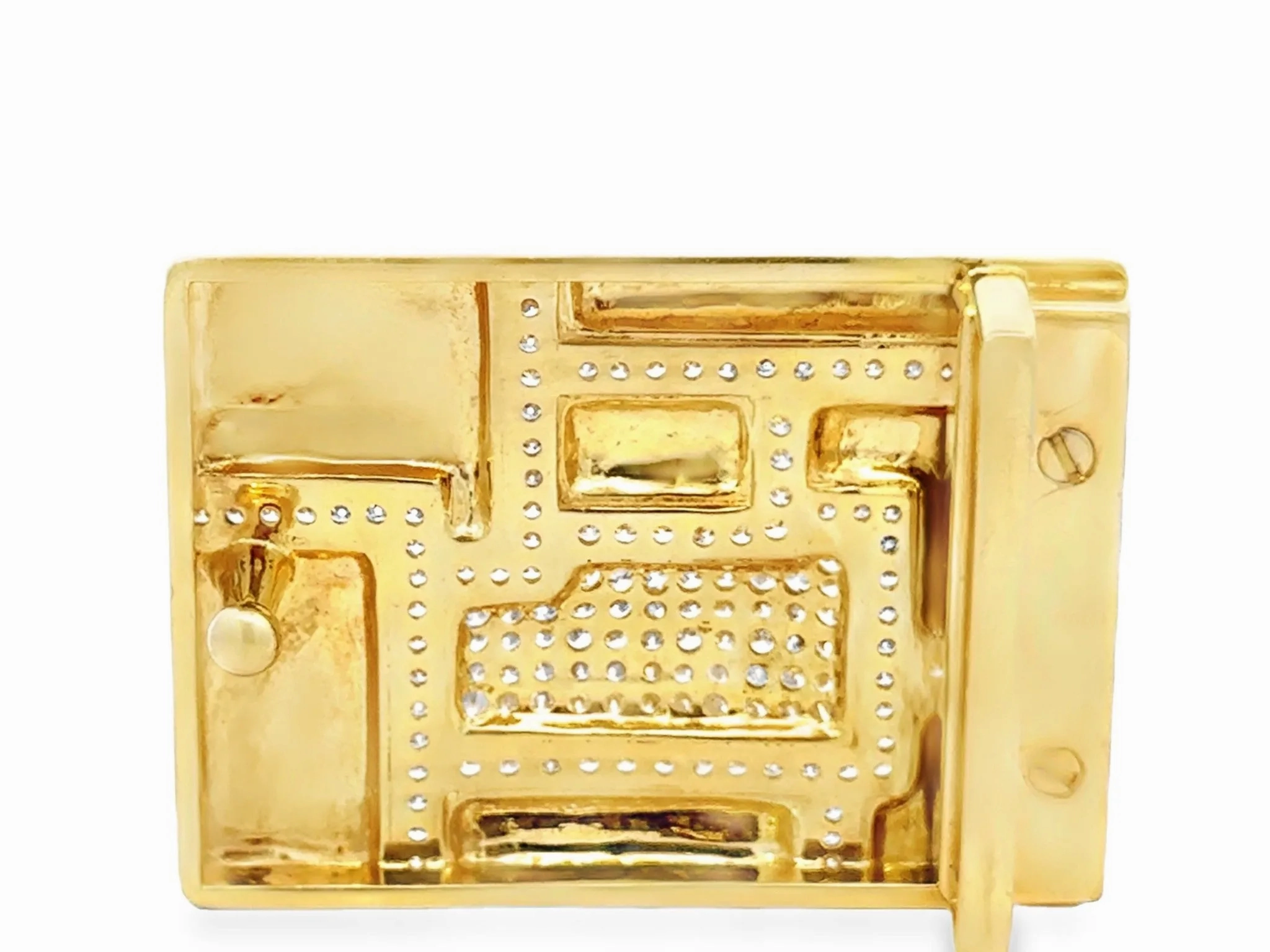 Mens 18k Solid Yellow Gold and 2.5 Carat Diamond Belt Buckle