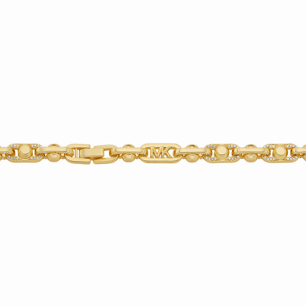 Michael Kors Gold Plated Brass Astor Link Pave 16" Chain