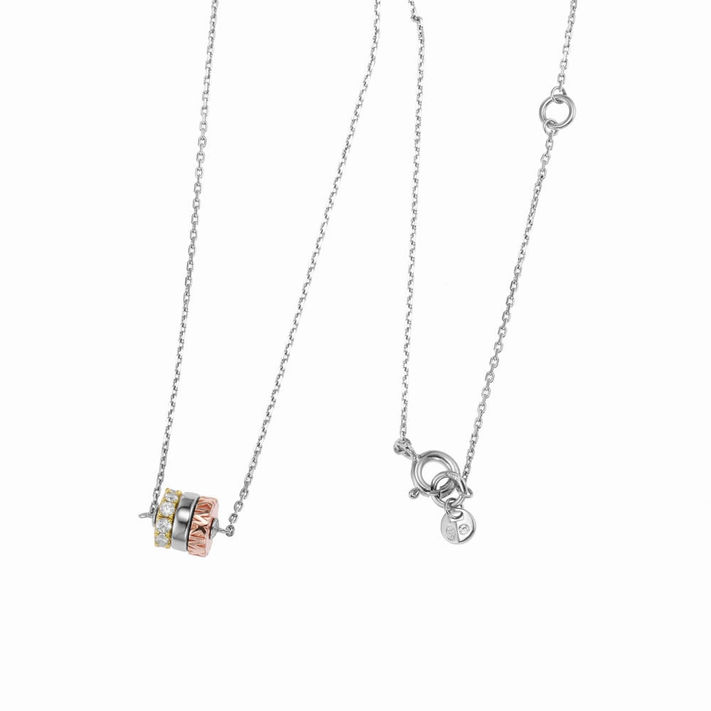 Michael Kors Multi Tone Gold And Rose Gold Plated Sterling Silver Premium Pendant With Chain