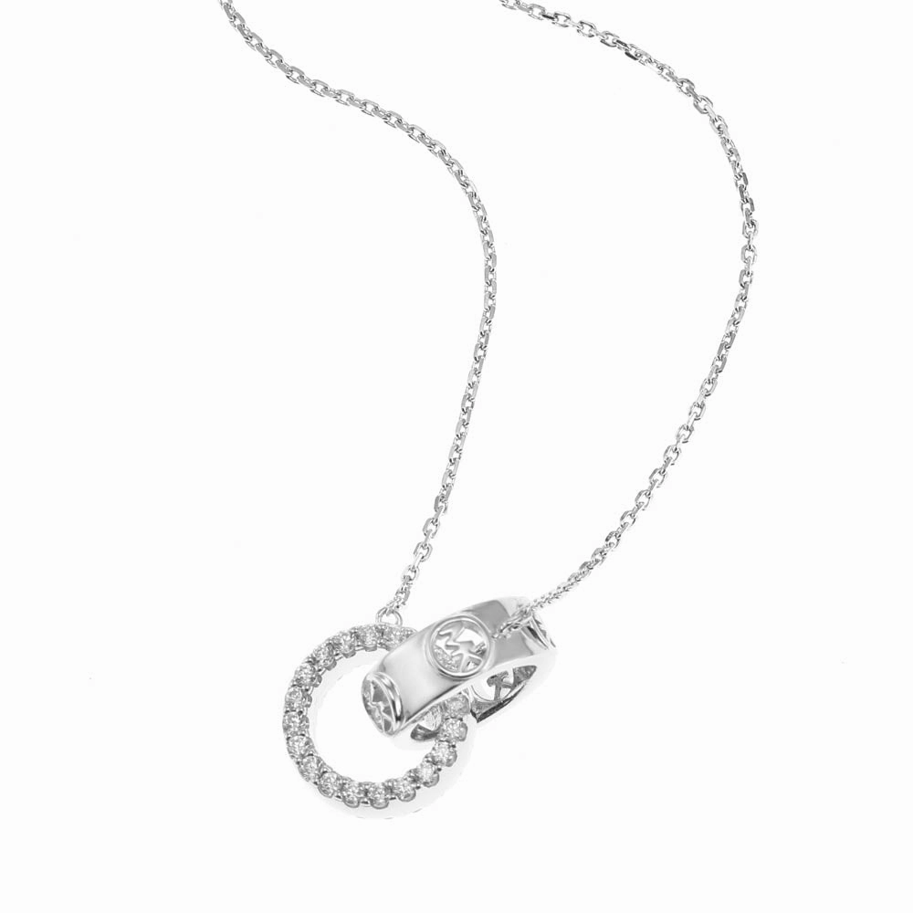 Michael Kors Sterling Silver Premium Interlocking Circle Pendant with Chain