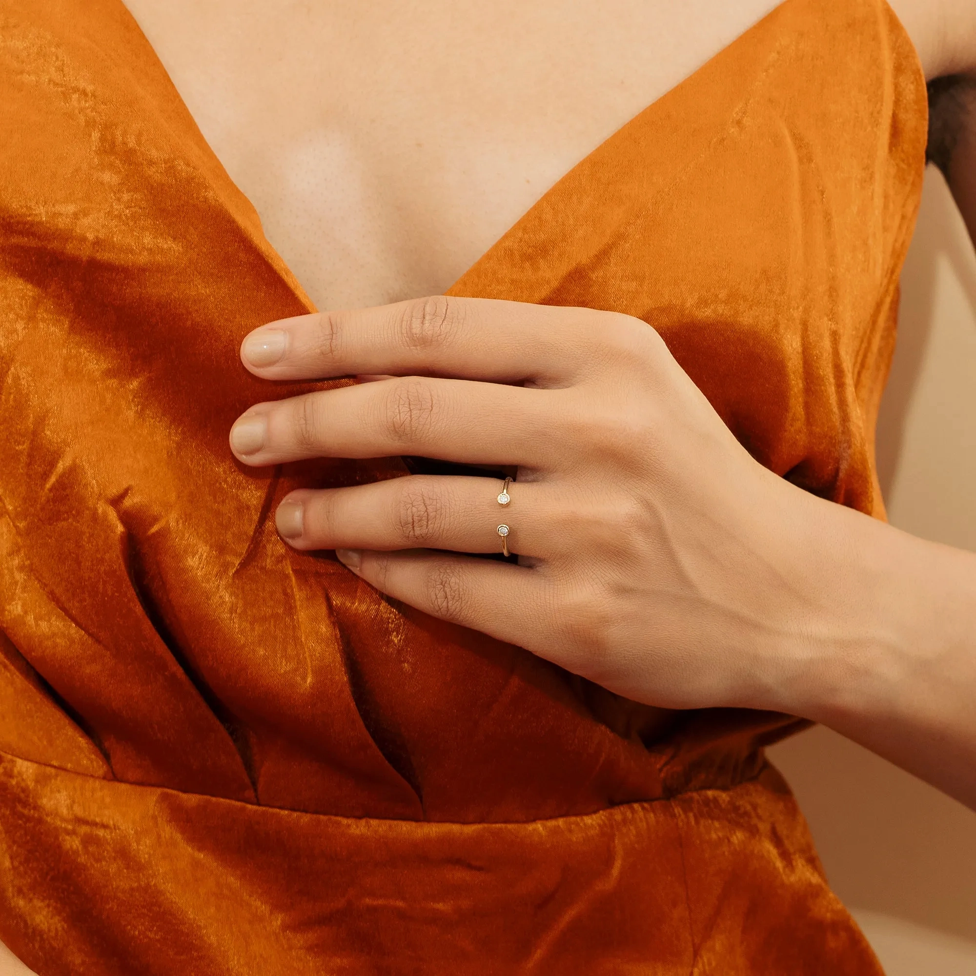 Mini Diamond Cuff Ring, Robin
