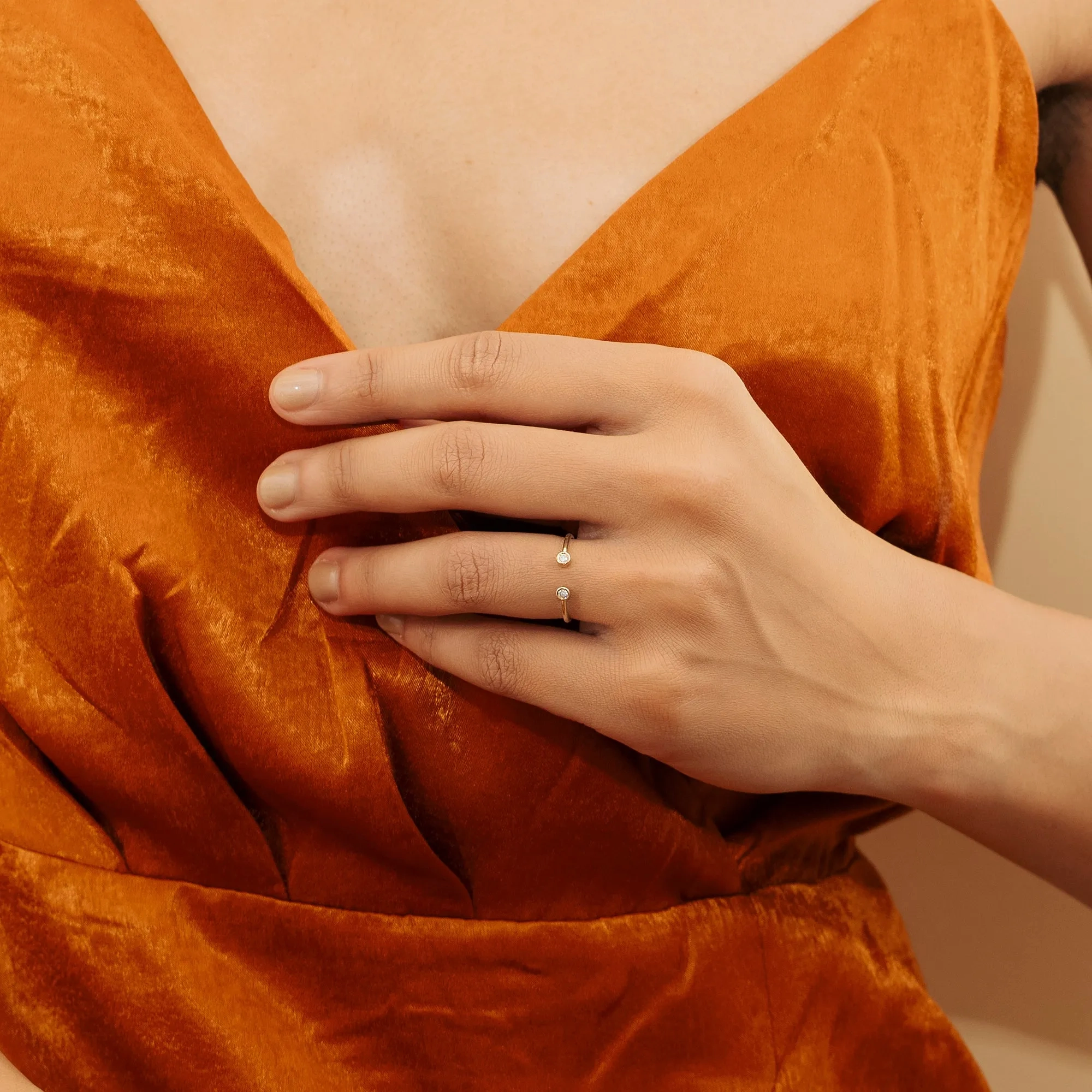 Mini Diamond Cuff Ring, Robin