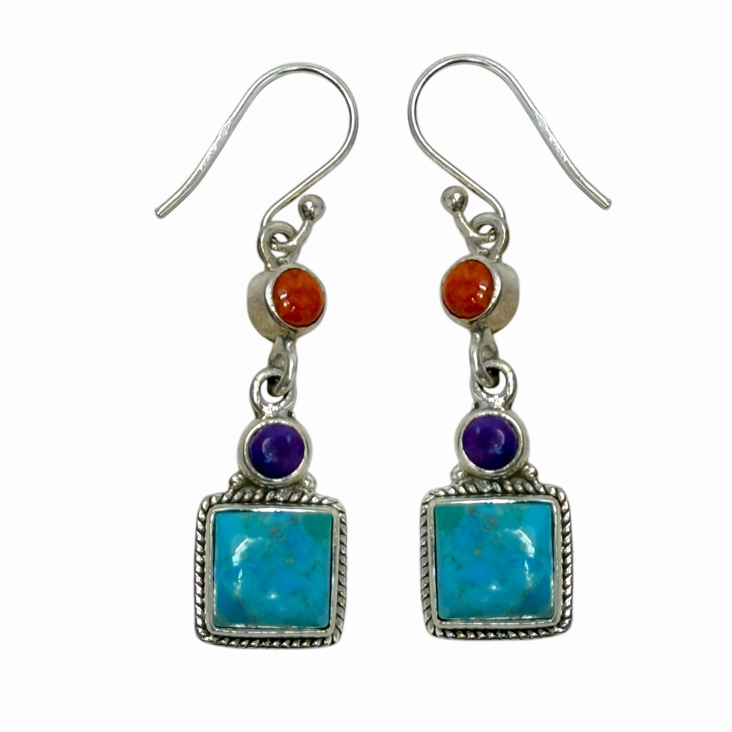 Mohave Turquoise Solid 925 Sterling Silver Dangle Earrings By Shivam