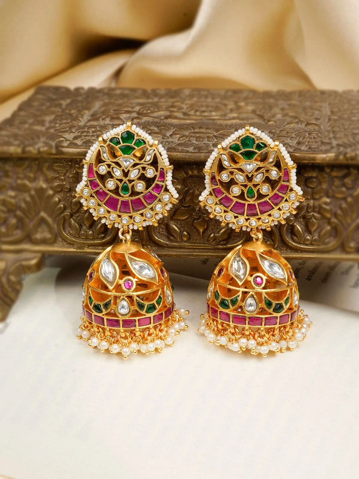 Multicolor Gold Plated Mishr Earrings - MR-E155M