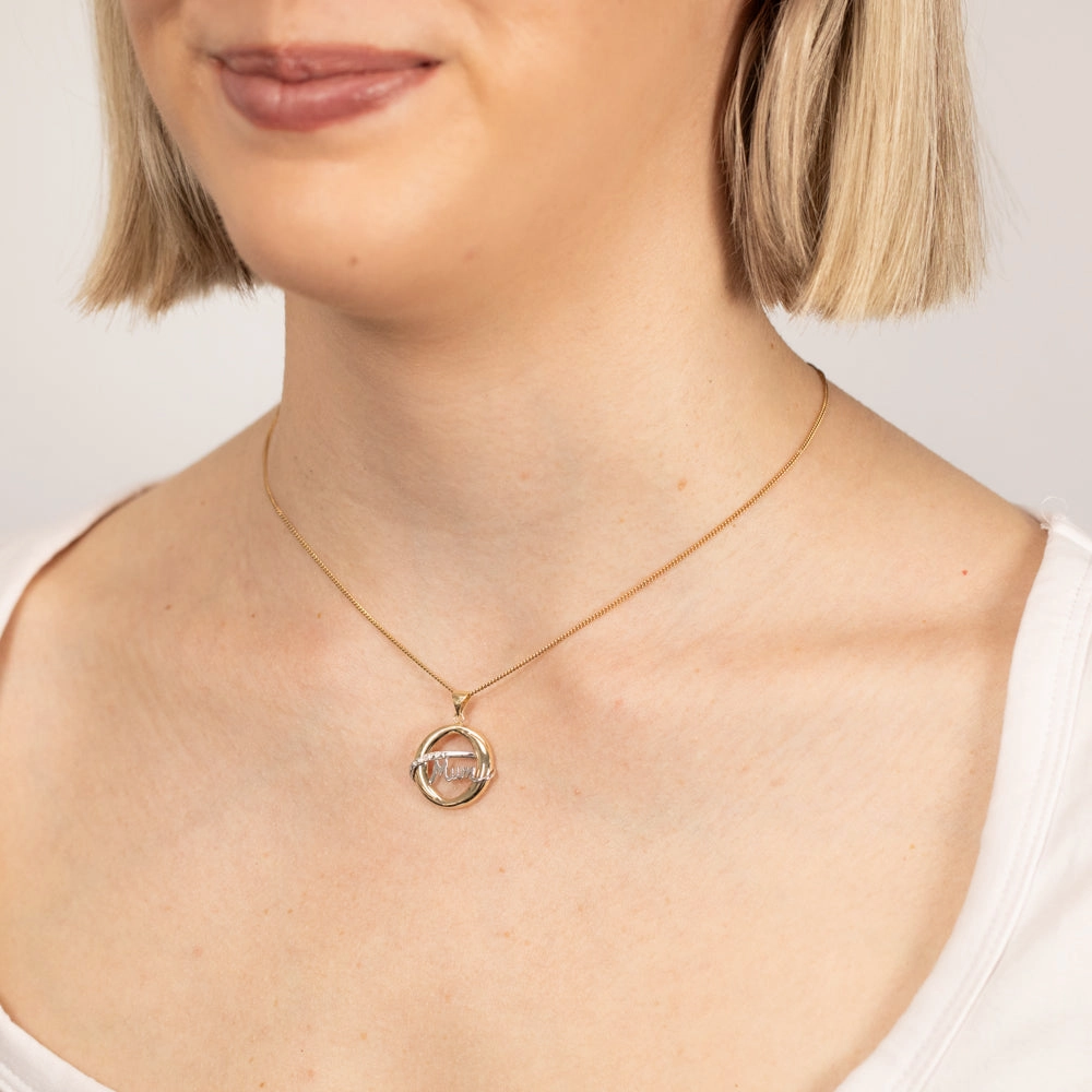 MUM Diamond Pendant in 9ct Yellow Gold