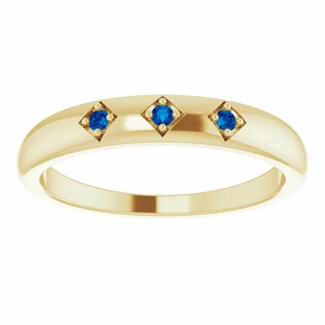 Natural Trio Blue Sapphire Stackable Ring