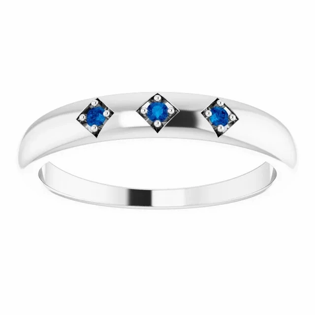Natural Trio Blue Sapphire Stackable Ring