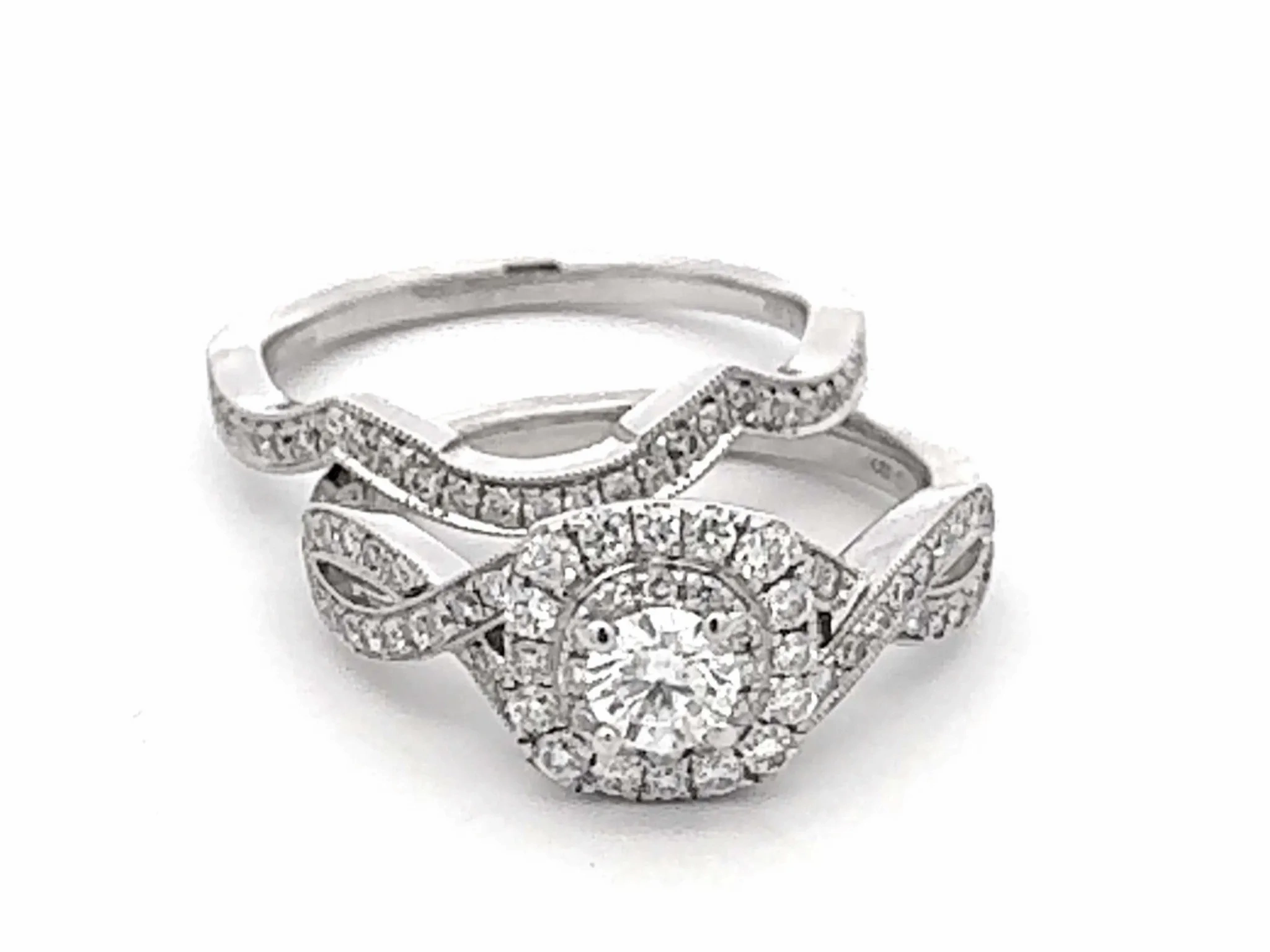 Neil Lane Diamond Engagement Ring and Matching Band 14k White Gold