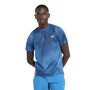 New Balance Men's Athletics Printed Short Sleeved T-shirt in Blue Agate AW24