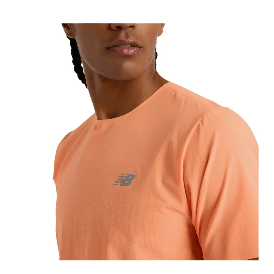 New Balance Men's Race Day Ultralight Short Sleeved T-Shirt in Hot Mango SS25