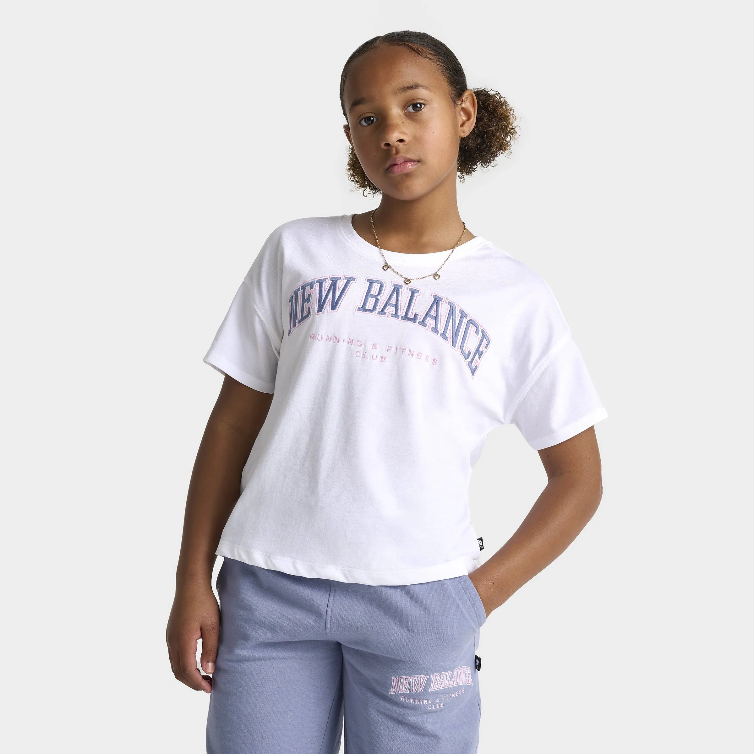 New Balance New Balance Junior Girls' Boxy Graphic Tee / White