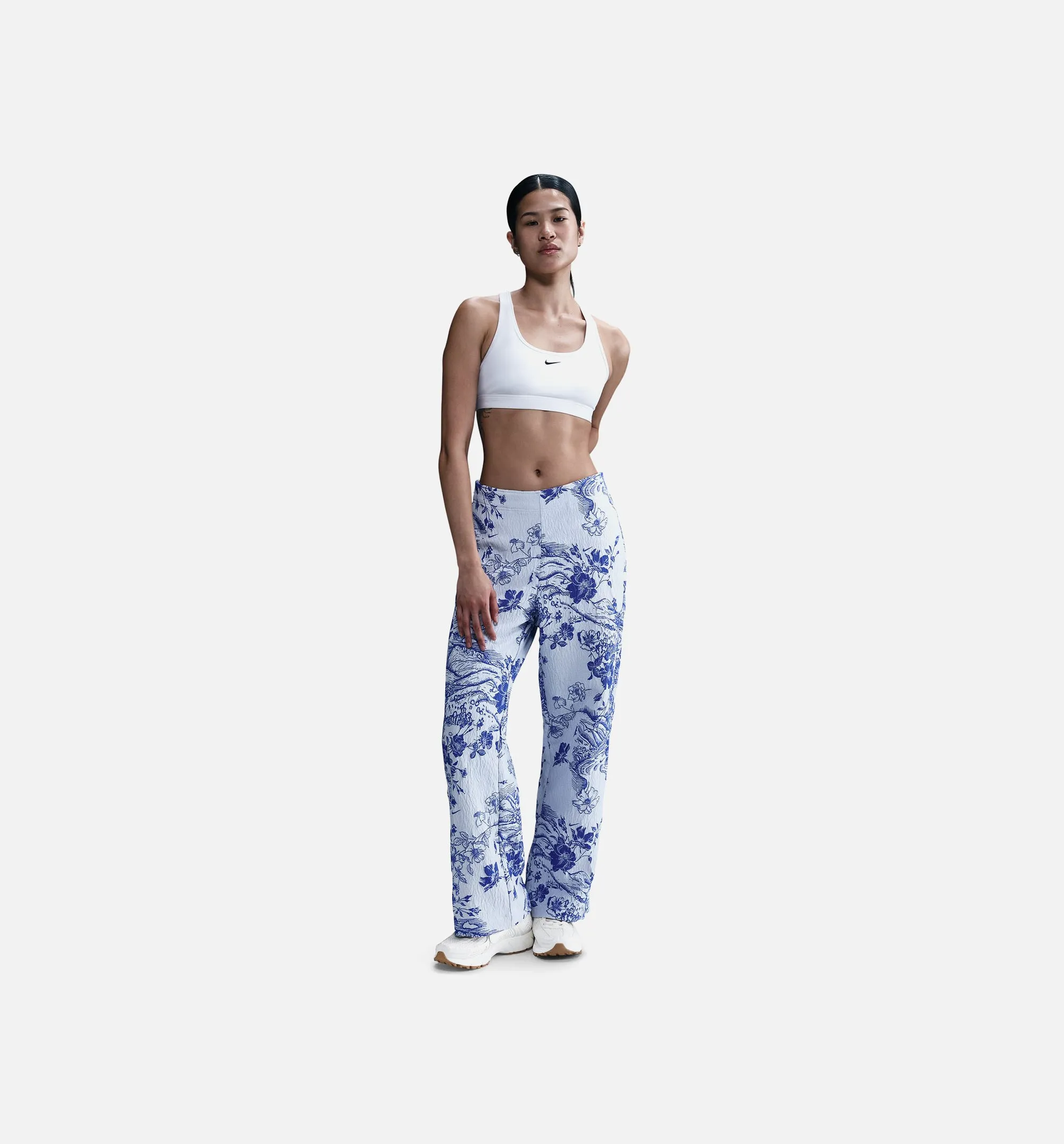 Nike Clothing Mid Rise Jacquard Womens Track Pants - White/Hyper Royal