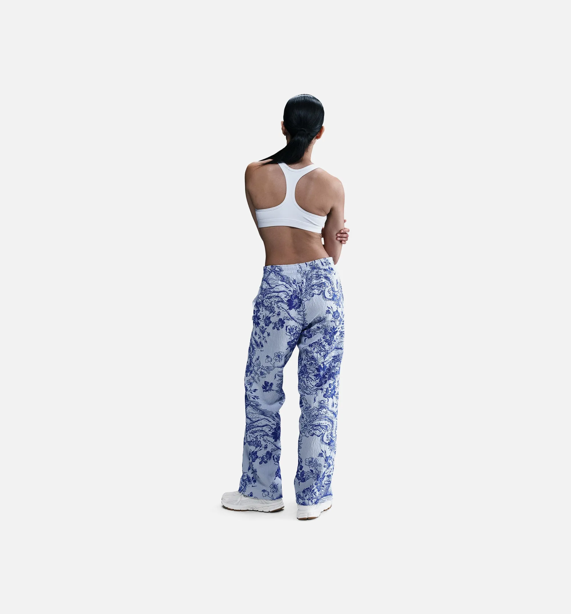Nike Clothing Mid Rise Jacquard Womens Track Pants - White/Hyper Royal