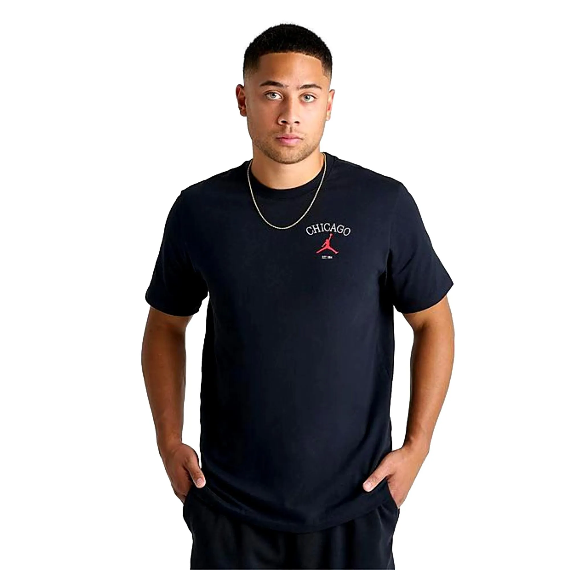 Nike Jordan Chi City T-Shirt Black/White-Red  HF1155-010 Men's