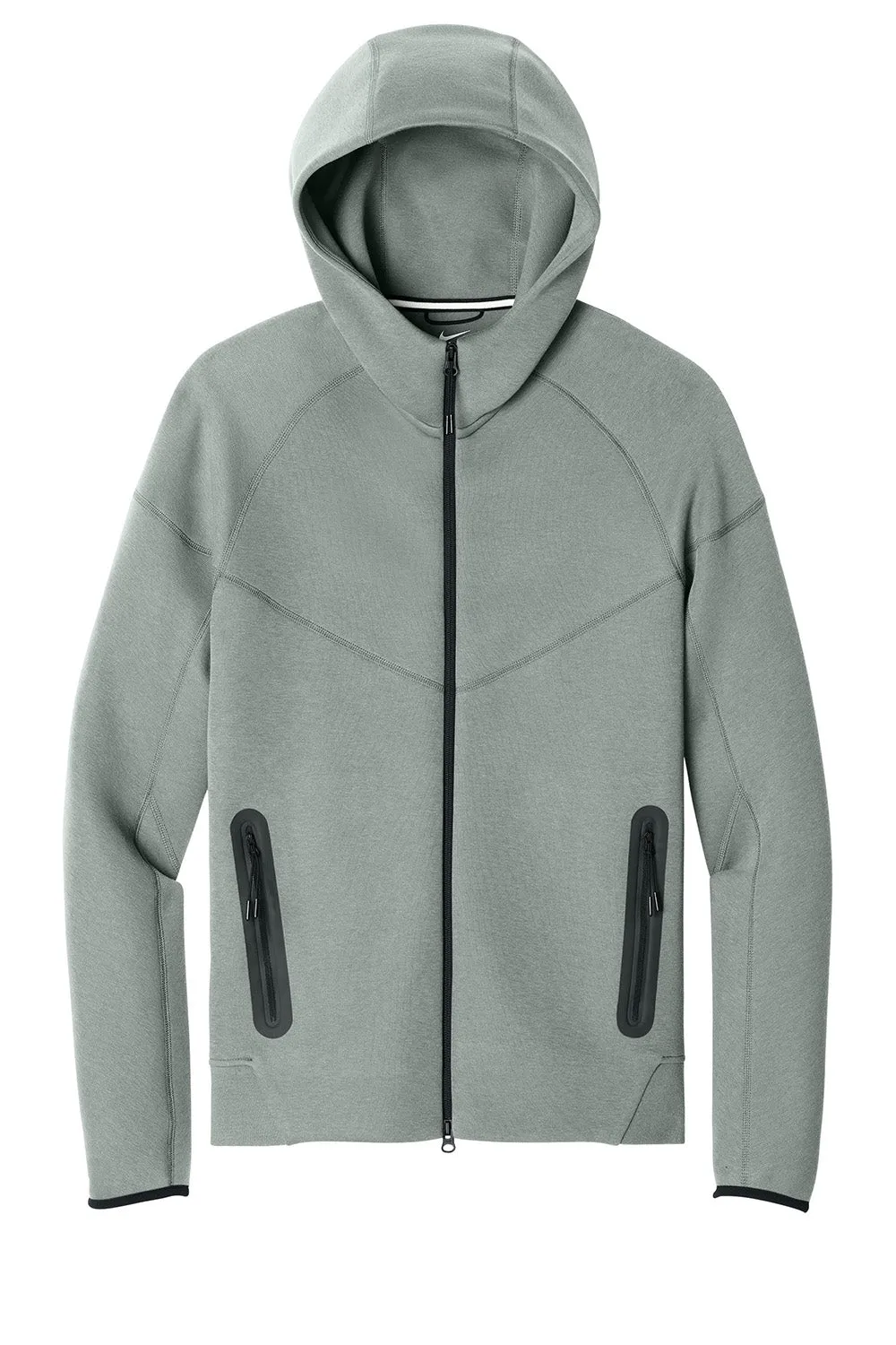 Nike Mens Tech Fleece Full Zip Hooded Sweatshirt Hoodie w/ Pockets - Heather Dark Grey