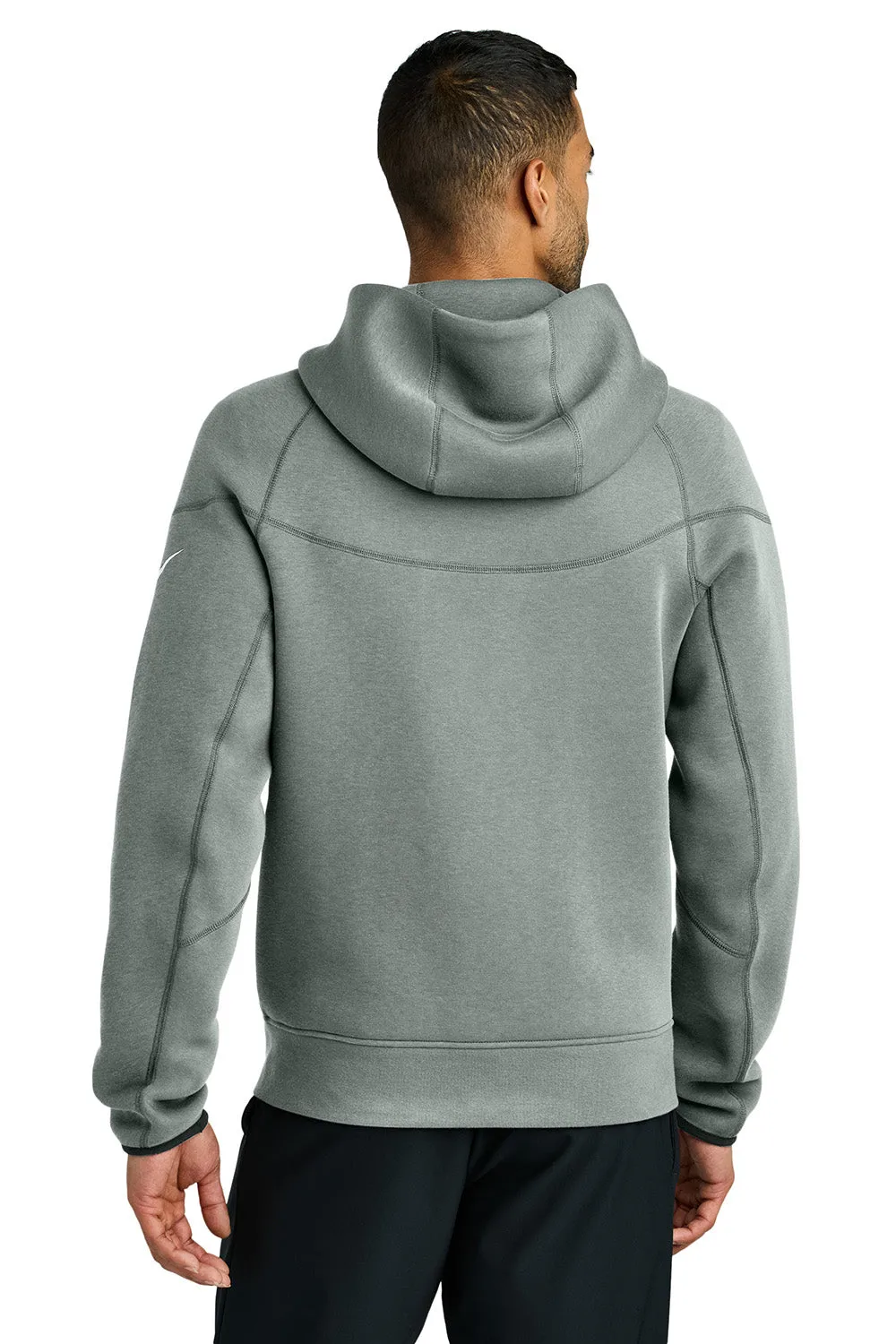 Nike Mens Tech Fleece Full Zip Hooded Sweatshirt Hoodie w/ Pockets - Heather Dark Grey