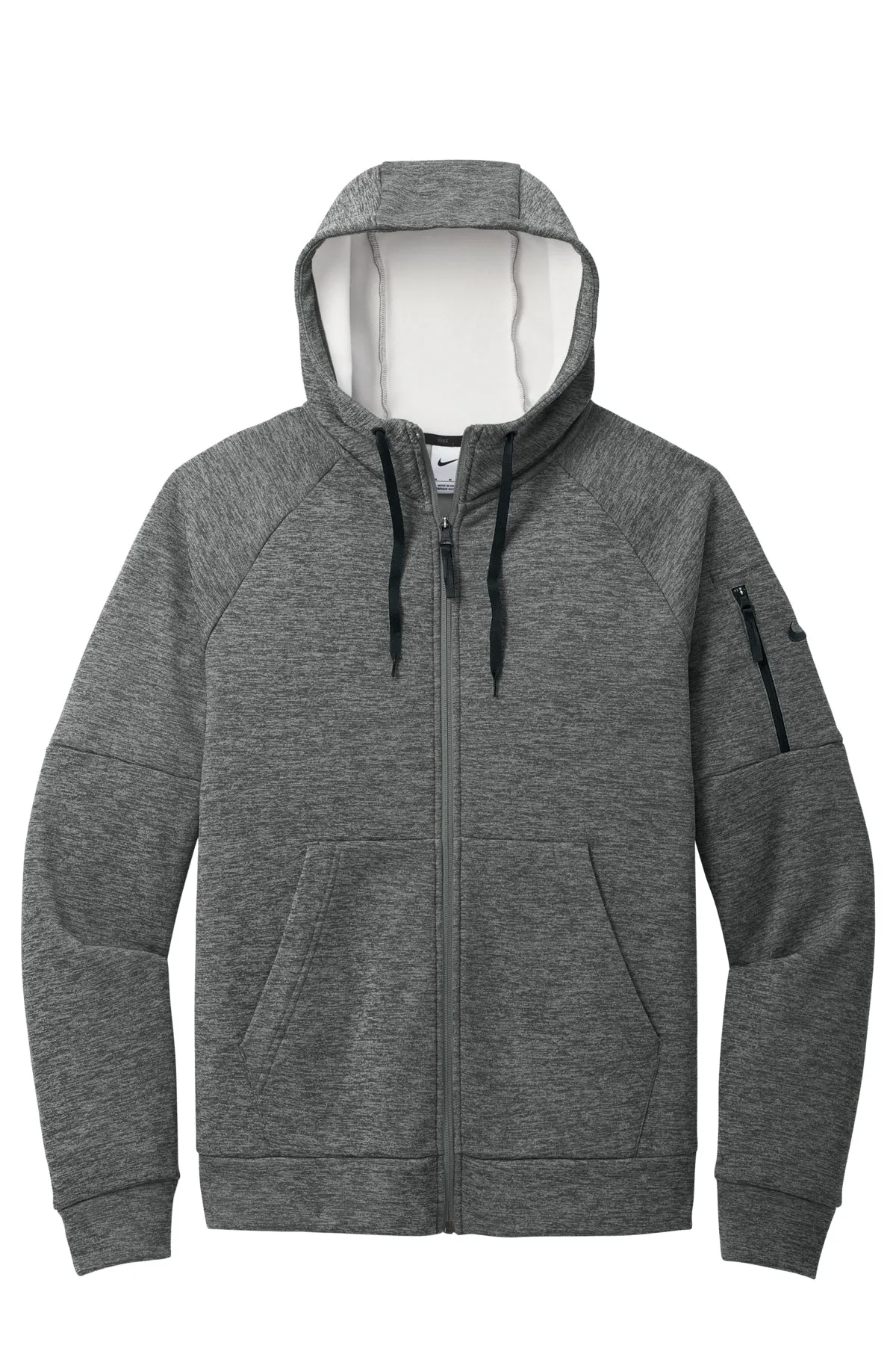 Nike Mens Therma-Fit Fleece Full Zip Hooded Sweatshirt Hoodie w/ Pockets - Heather Charcoal Grey