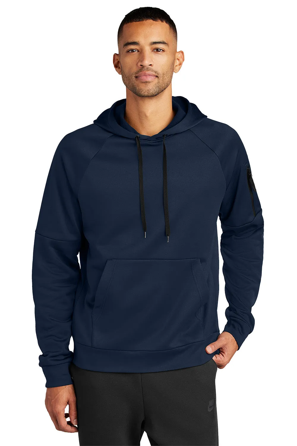 Nike Mens Therma-Fit Fleece Hooded Sweatshirt Hoodie w/ Pouch Pocket - Navy Blue