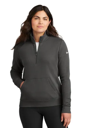 Nike Womens Club Fleece 1/4 Zip Sweatshirt w/ Pouch Pocket - Anthracite Grey