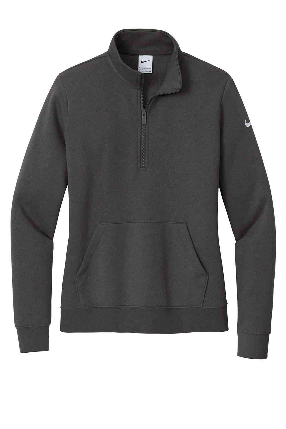 Nike Womens Club Fleece 1/4 Zip Sweatshirt w/ Pouch Pocket - Anthracite Grey