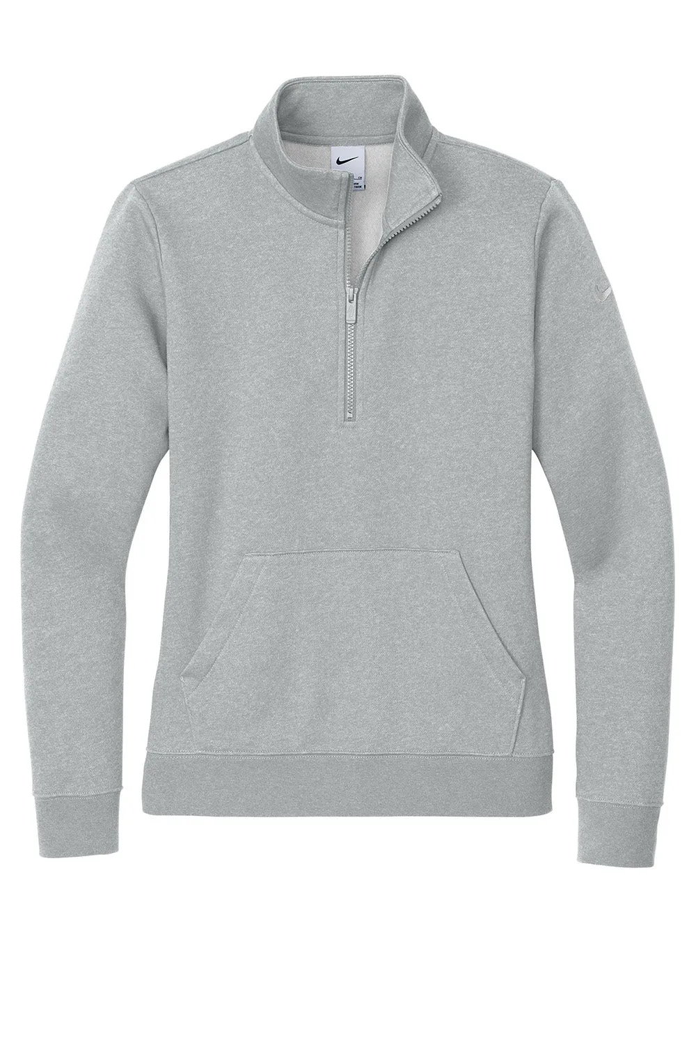 Nike Womens Club Fleece 1/4 Zip Sweatshirt w/ Pouch Pocket - Heather Dark Grey