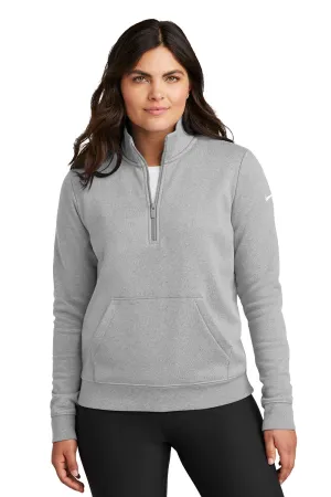Nike Womens Club Fleece 1/4 Zip Sweatshirt w/ Pouch Pocket - Heather Dark Grey