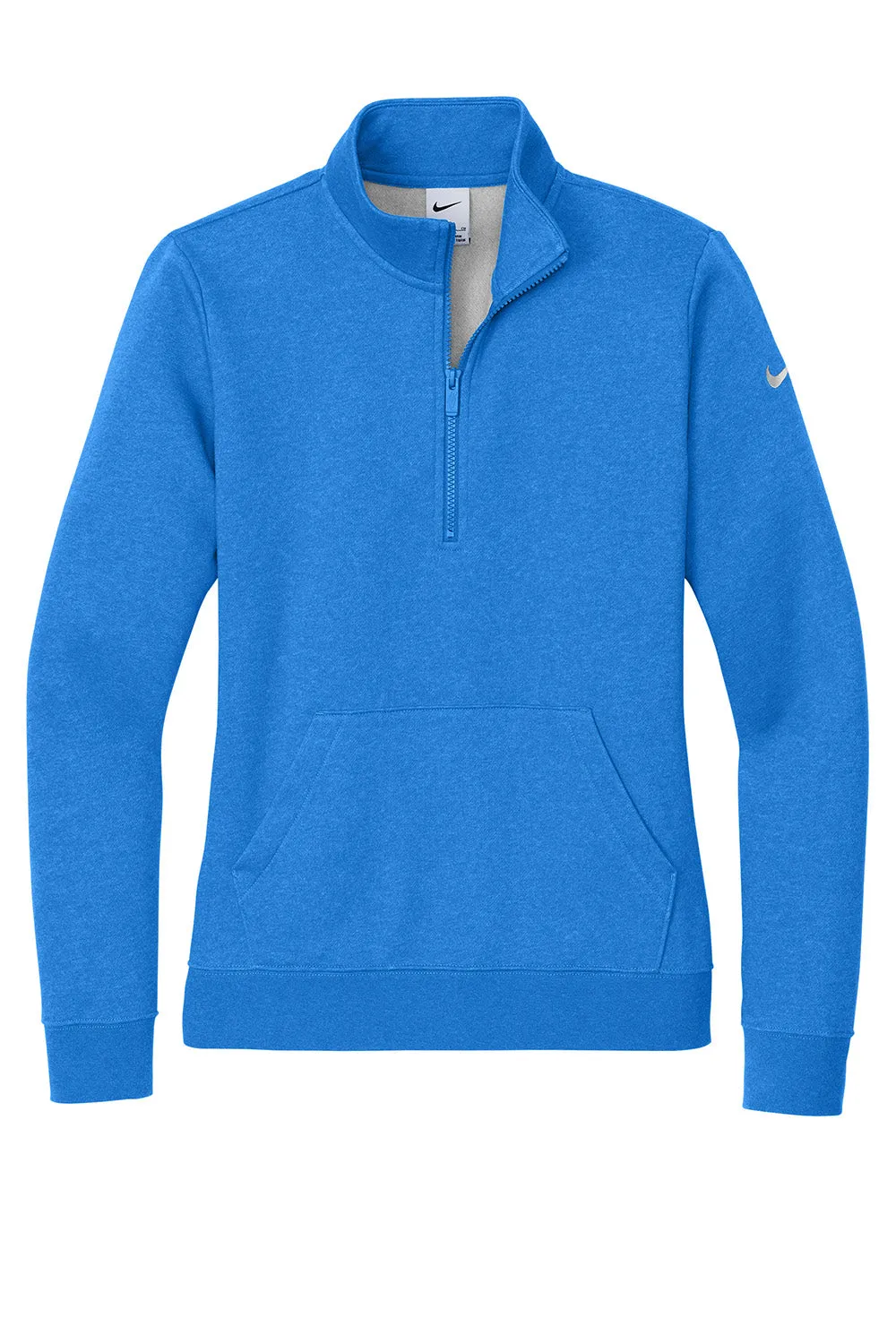 Nike Womens Club Fleece 1/4 Zip Sweatshirt w/ Pouch Pocket - Heather Light Game Royal Blue