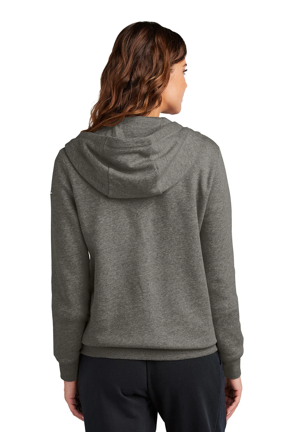 Nike Womens Club Fleece Full Zip Hooded Sweatshirt Hoodie w/ Pockets - Heather Charcoal Grey
