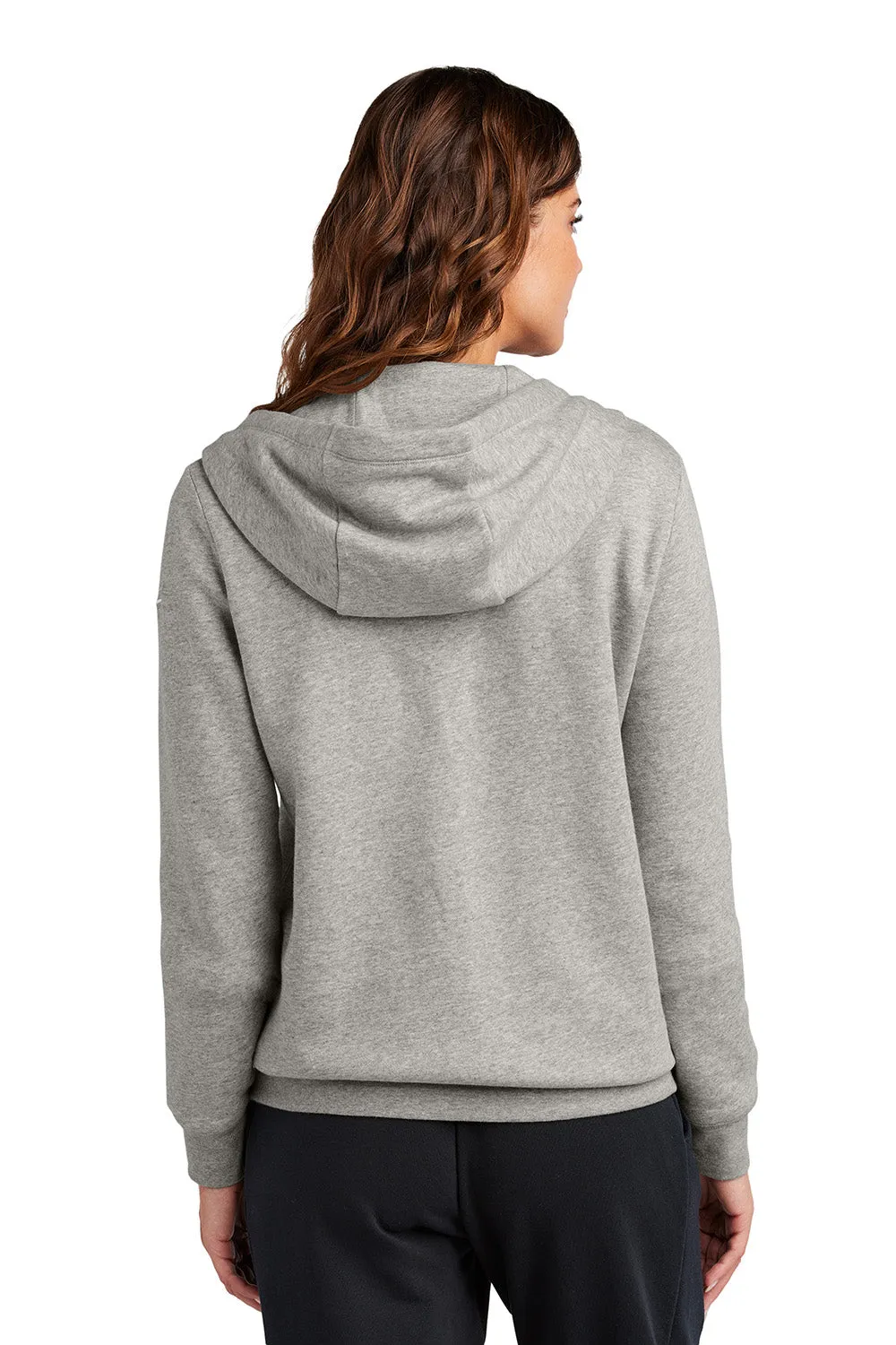Nike Womens Club Fleece Full Zip Hooded Sweatshirt Hoodie w/ Pockets - Heather Dark Grey