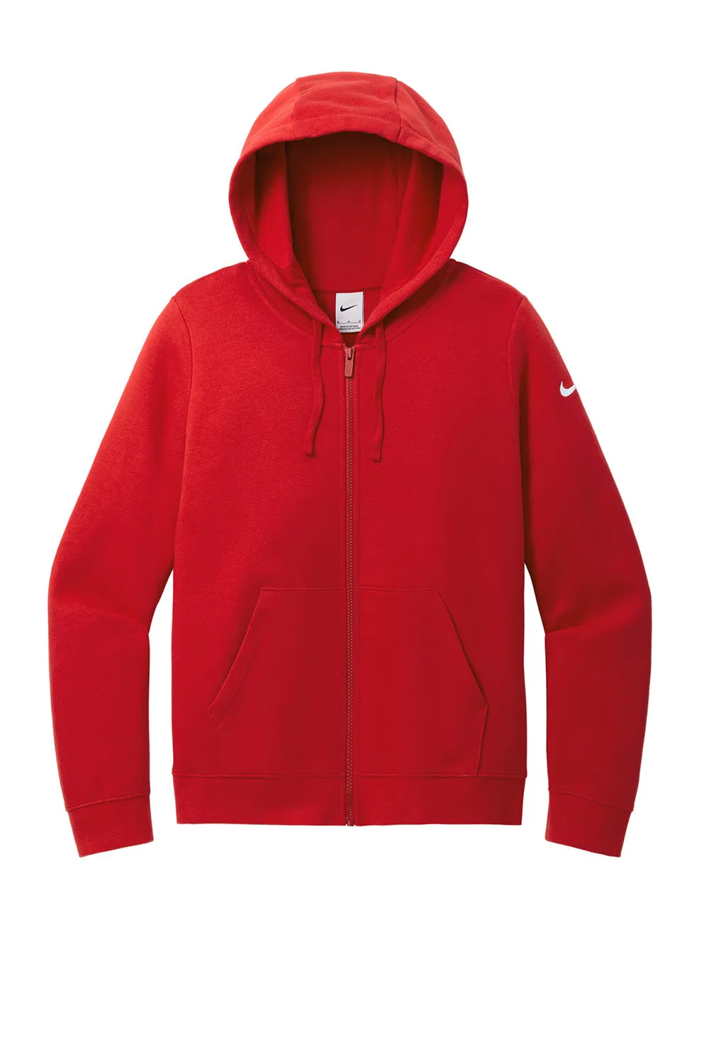 Nike Womens Club Fleece Full Zip Hooded Sweatshirt Hoodie w/ Pockets - University Red