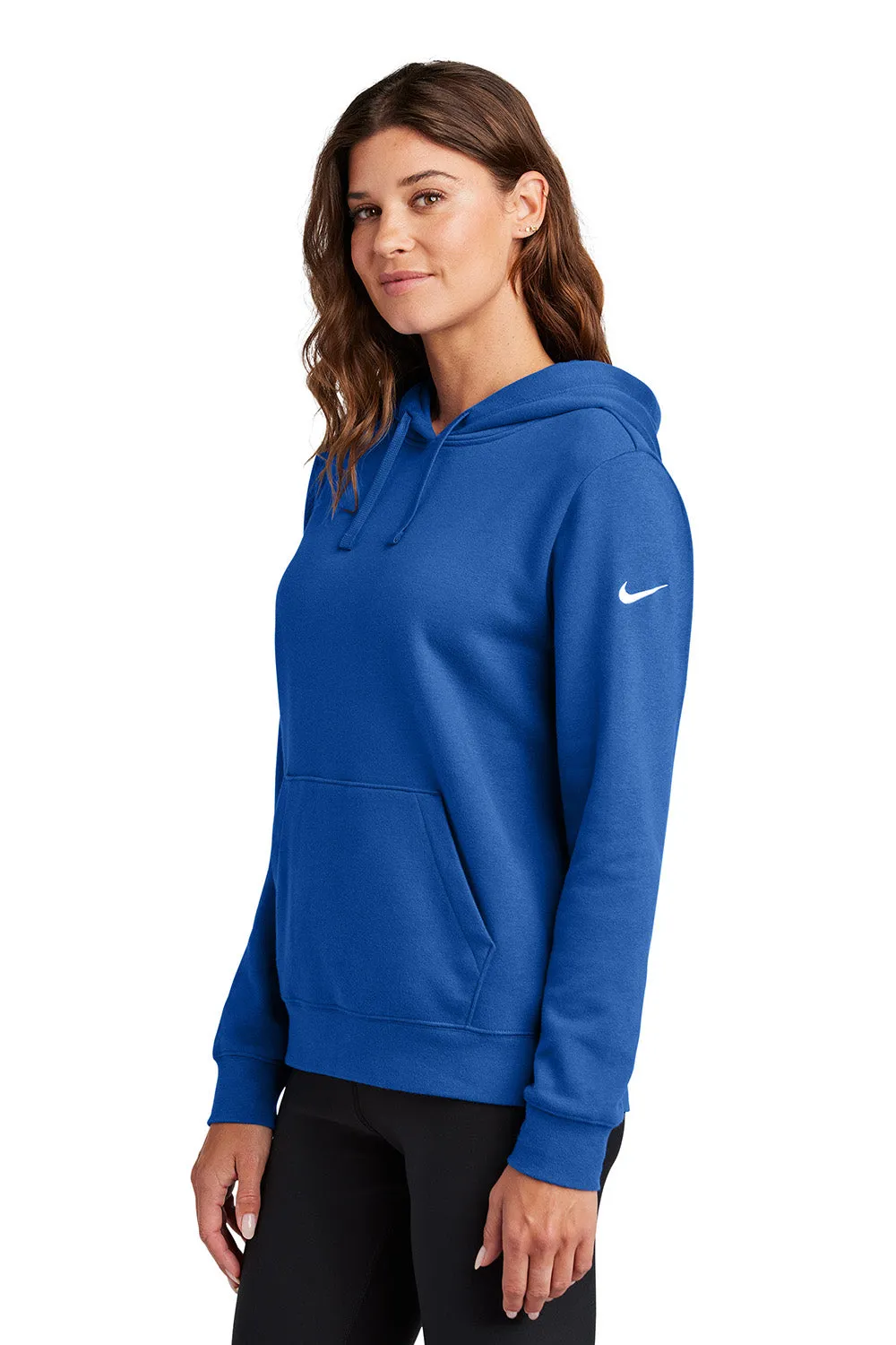 Nike Womens Club Fleece Hooded Sweatshirt Hoodie w/ Pouch Pockets - Game Royal Blue