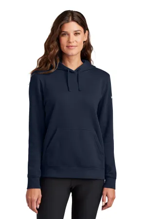 Nike Womens Club Fleece Hooded Sweatshirt Hoodie w/ Pouch Pockets - Midnight Navy Blue